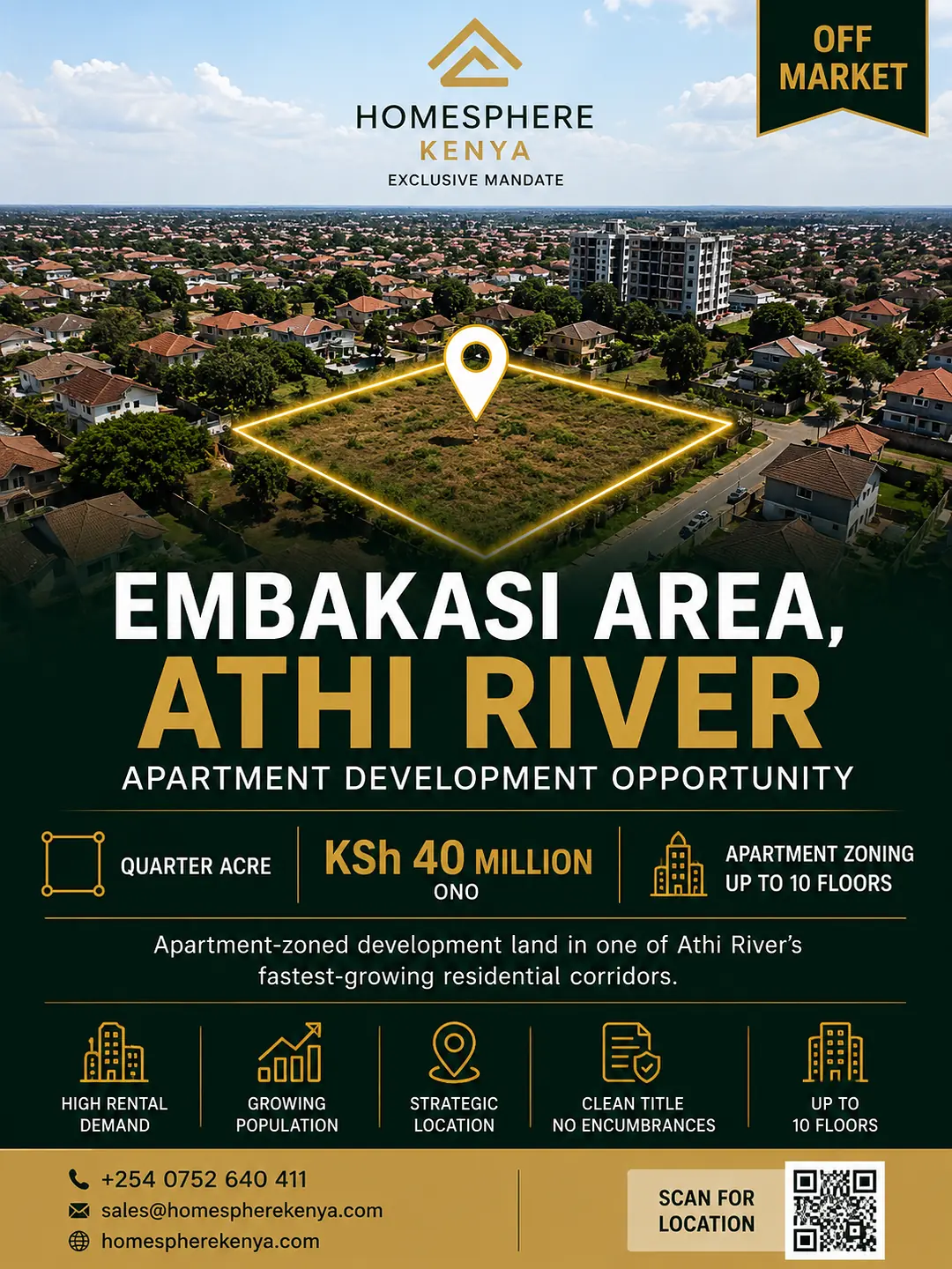 Quarter Acre Apartment Development Land for Sale in Athi River