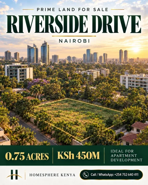 Three Quarter Acre Land for Sale on Riverside Drive Nairobi